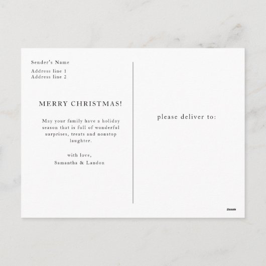 Elegante moderne boog botanische kerst foto uitnod feestdagenkaart (Achterkant)