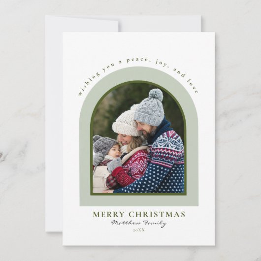 Elegante moderne boog foto kerst feestdagenkaart (Voorkant)