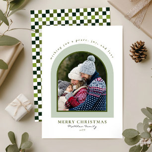 Elegante moderne boog foto kerst feestdagenkaart