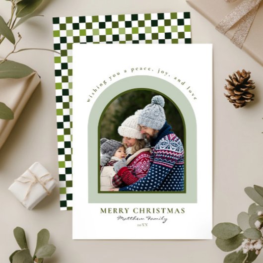 Elegante moderne boog foto kerst feestdagenkaart