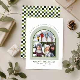 Elegante moderne boog fotocollage Kerstmis Feestdagenkaart