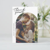 Elegante moderne boog foto's bruiloft bedankkaart (Staand voorkant)