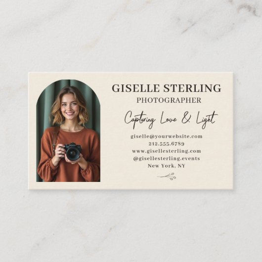 Elegante moderne boog minimalistische fotografie visitekaartje (Voorkant)