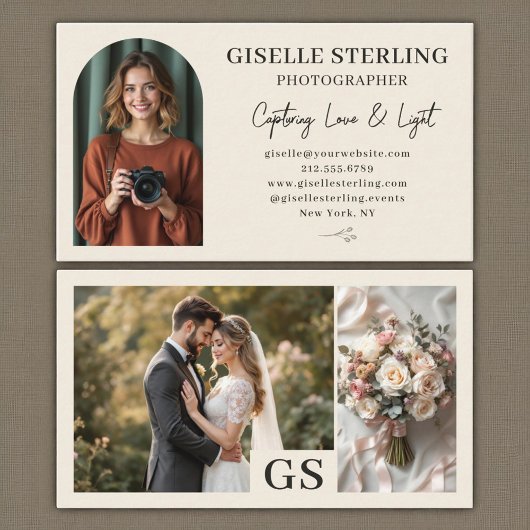 Elegante moderne boog minimalistische fotografie visitekaartje