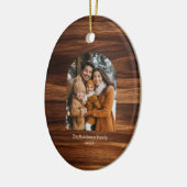 Elegante moderne boogfoto gepersonaliseerde houtne keramisch ornament (Links)