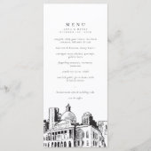 Elegante moderne Boston schets New England bruilof Menu (Voorkant)