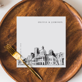 Elegante moderne Boston schets New England bruilof Servet