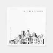 Elegante moderne Boston schets New England bruilof Servet (Voorkant)