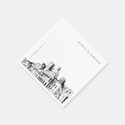 Elegante moderne Boston schets New England bruilof Servet (Hoek)