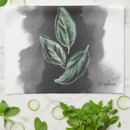 Elegante moderne botanische bladeren theedoek