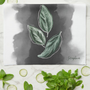 Elegante moderne botanische bladeren theedoek