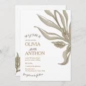 Elegante moderne botanische bloem- en goudletter kaart (Voorkant / Achterkant)