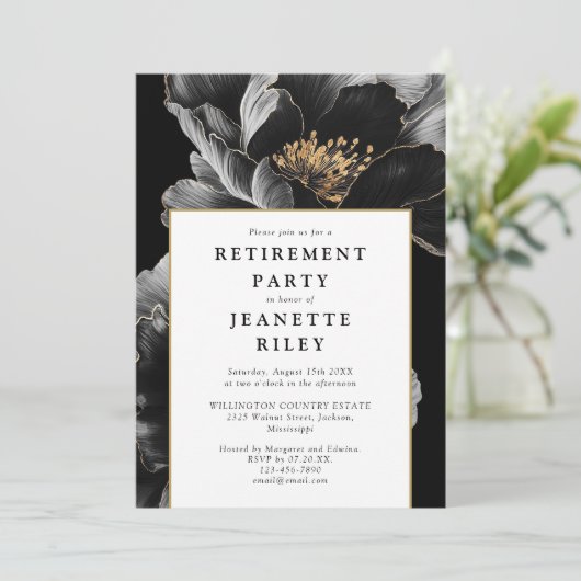 Elegante moderne Botanische Bloemen Retirement Par Kaart (Staand voorkant)