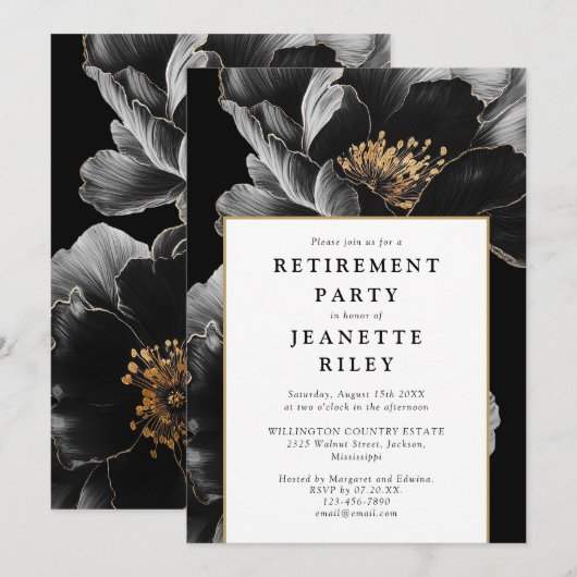 Elegante moderne Botanische Bloemen Retirement Par Kaart (Voorkant / Achterkant)