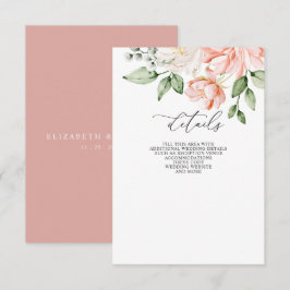 Elegante Moderne Botanische Blozende Bloem Bruilof Informatiekaartje