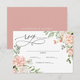 Elegante moderne botanische blozende bloem bruilof RSVP kaartje