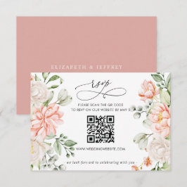 Elegante moderne botanische blozende bloemencode Q RSVP Kaartje