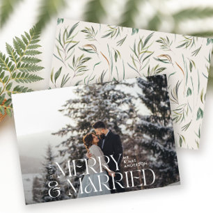 Elegante moderne botanische foto met 'Merry & marr Feestdagenkaart