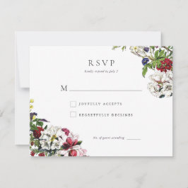 Elegante moderne botanische groen bruiloft antwoor RSVP kaartje