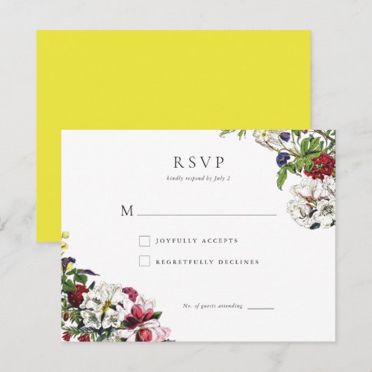 Elegante moderne botanische groen bruiloft antwoor RSVP kaartje (Voorkant / Achterkant)