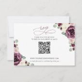 Elegante Moderne Botanische Pruim Bloemen QR CODE RSVP Kaartje (Voorkant)