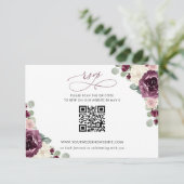 Elegante Moderne Botanische Pruim Bloemen QR CODE RSVP Kaartje (Staand voorkant)