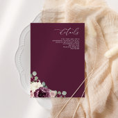 Elegante moderne botanische pruim bloemenbruiloft informatiekaartje