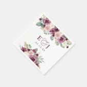 Elegante moderne botanische pruim bloemenbruiloft servet (Hoek)