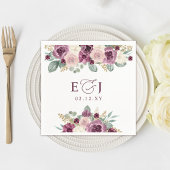 Elegante moderne botanische pruim bloemenbruiloft servet