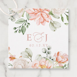 Elegante Moderne Botanische Roze Bloemige Trouwdag Bedankjes Labels