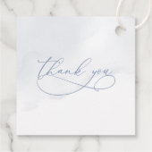 Elegante moderne botanische stoffige blauwe bloeme bedankjes labels (Achterkant)