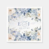 Elegante moderne botanische stoffige blauwe bloeme servet (Voorkant)