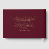 Elegante moderne Bourgogne en gouden bruiloft Gastenboek (Achterkant)