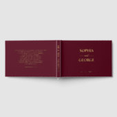 Elegante moderne Bourgogne en gouden bruiloft Gastenboek (Volledig)