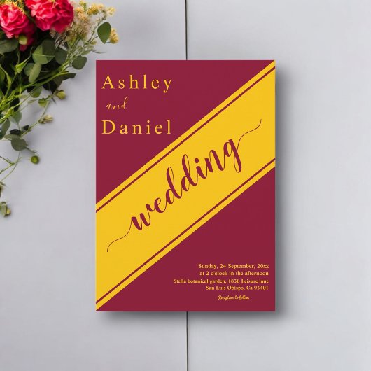 Elegante moderne Bourgogne en gouden delicate brui Kaart