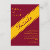 Elegante moderne Bourgogne en gouden luxe bruiloft Informatiekaartje (Voorkant)