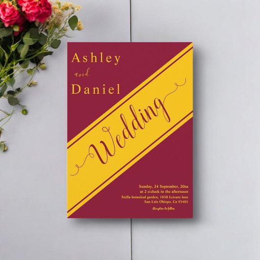 Elegante moderne Bourgogne en gouden luxe bruiloft Kaart