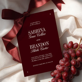 Elegante moderne Bourgondië & Ivoor formele bruilo Kaart