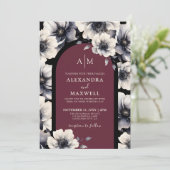 Elegante moderne Bourgondische bloemenbruiloft Kaart (Staand voorkant)