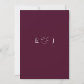 Elegante Moderne Bourgondische Bloemige Bruiloft Kaart (Achterkant)