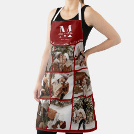 Elegante moderne Bourgondische familie fotocollage Schort