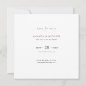 Elegante moderne Bourgondische script bruiloft Save The Date (Achterkant)