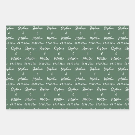 Elegante moderne bruid bruidegom namen bruiloften inpakpapier vel (Voorkant 3)