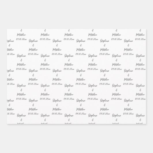 Elegante moderne bruid bruidegom namen bruiloften inpakpapier vel (Voorkant 2)