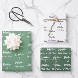 Elegante moderne bruid bruidegom namen bruiloften inpakpapier vel