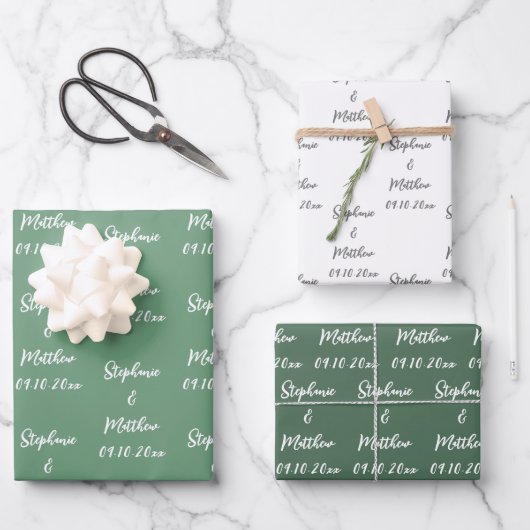 Elegante moderne bruid bruidegom namen bruiloften inpakpapier vel (Voorkant)