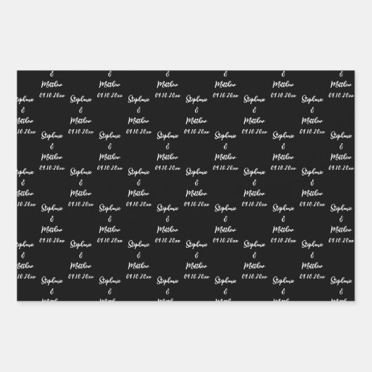 Elegante moderne bruid bruidegom namen bruiloften inpakpapier vel (Voorkant 2)