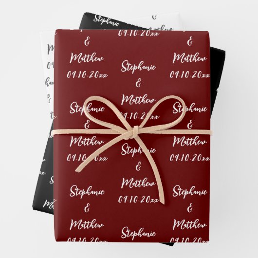 Elegante moderne bruid bruidegom namen bruiloften inpakpapier vel (In situ)