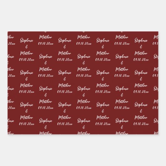 Elegante moderne bruid bruidegom namen bruiloften inpakpapier vel (Voorkant)