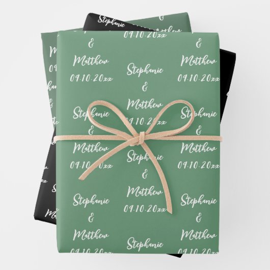 Elegante moderne bruid bruidegom namen bruiloften inpakpapier vel (In situ)